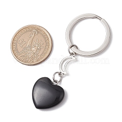 Брелок из натурального обсидиана и белого нефрита KEYC-JKC01085