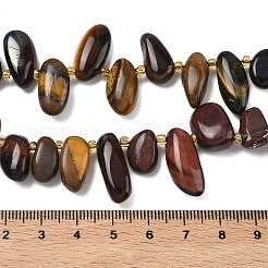 Трехцветные нити бусин из натурального тигрового глаза&nbsp;G-P604-A12-01