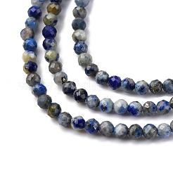 Нитки бусины из натурального ляписа-лазури G-RM2025-A04-2mm