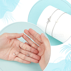 2 шт. 2 стиля 925 браслета на ногу из стерлингового серебра в форме сердца AJEW-GA00029