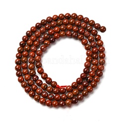 Натуральный красный яшма нити круглый шарик G-A130-3mm-08-01