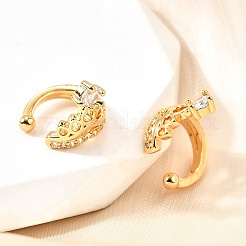 Латунные серьги-манжеты из прозрачного кубического циркония&nbsp;EJEW-F370-09G