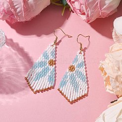 Серьги с подвесками из стеклянных бусин EJEW-MZ00167-01