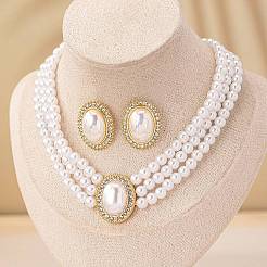 Комплекты из овальных серег-гвоздиков с искусственным жемчугом и ожерелий из бисера для женщин FS-WGE3419-01