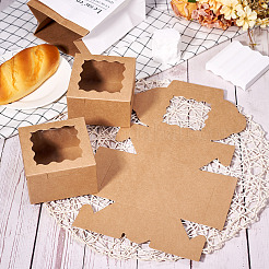 Квадратные бумажные коробки для печенья с квадратным прозрачным окном с кружевными краями CON-TAC0001-12A-02