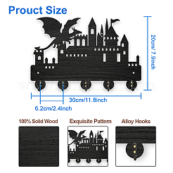 Настенные вешалки из дерева и железа HJEW-WH0055-110