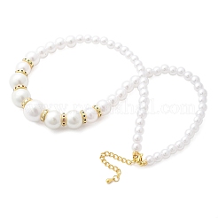 Ожерелья из круглых градуированных бусин с имитацией жемчуга АБС для женщин NJEW-B125-01G