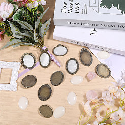 Наборы для самостоятельного изготовления овальных брошей из цинкового сплава DIY-CA0007-65
