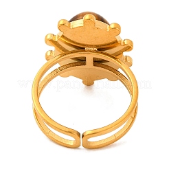 Овальные кольца на палец из натурального тигрового глаза RJEW-Q822-07G