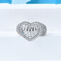 Латунные кольца-манжеты с микропаве и прозрачным цирконием для женщин RJEW-G347-01P