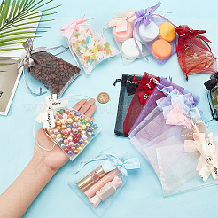 48шт 8 цвета прямоугольные сумки из органзы на шнурке ABAG-PH0001-41