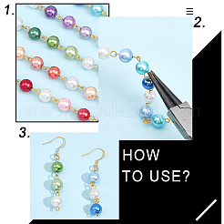 5шт 5 цветная стеклянная жемчужная цепочка ручной работы из бисера AJEW-CA0003-32
