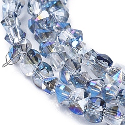 Стеклянные бусины с гальваническим покрытием  EGLA-L021-HR01