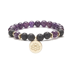 Эластичный браслет из бусин из смешанных натуральных и синтетических драгоценных камней&nbsp;BJEW-JB09312