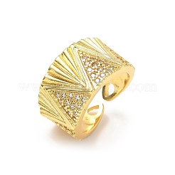 Латунные микропаве кубические цирконии регулируемые открытые манжеты кольца&nbsp;RJEW-V009-02G