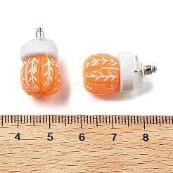 Серьги-гвоздики из оранжевой смолы&nbsp;LS-EJEW-B136-01