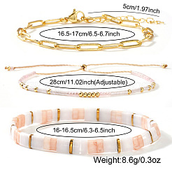 3 шт. 3 варианта браслетов-цепочек из нержавеющей стали 304 и браслетов с бисерной отделкой&nbsp;SL8246-1