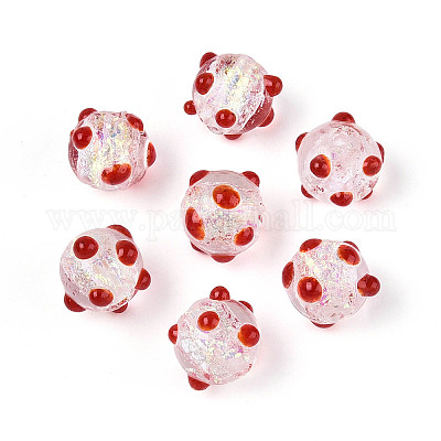 Нити из фольгированных бусин лэмпворк ручной работы FOIL-T008-02F-1