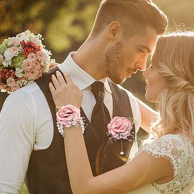 Запястье с имитацией цветка из шелковой ткани AJEW-WH0285-18C-1