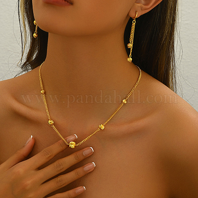 Роскошные латунные серьги-подвески с круглыми бусинами и ожерелья для ежедневного женского праздника ND7080-1