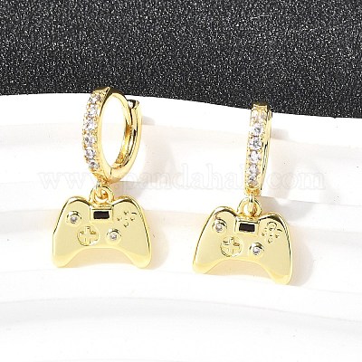 Латунные микро проложить серьги обруча кубического циркония EJEW-P322-14G-1