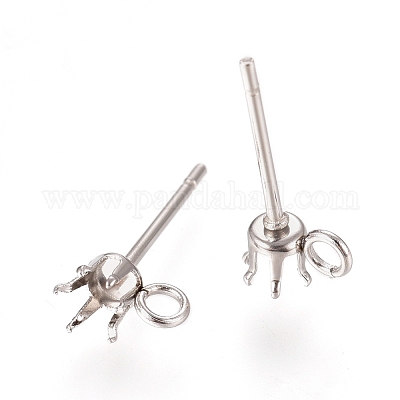 Серьги-гвоздики из нержавеющей стали марки 304 STAS-L238-026F-P-1