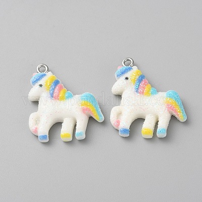 Подвески из непрозрачной смолы цвета радуги RESI-WH0026-101A-1