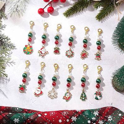12 шт. рождественские украшения из эмалевого сплава HJEW-JM03682-1