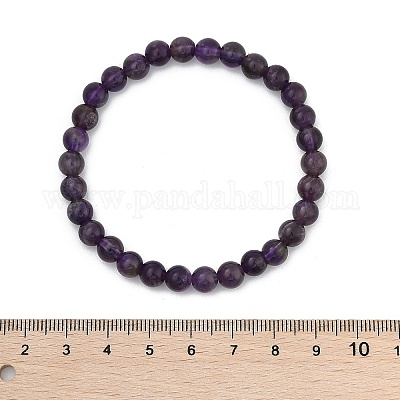 Природный аметист бисера браслеты простирания&nbsp;LS-BJEW-D446-B-47-1