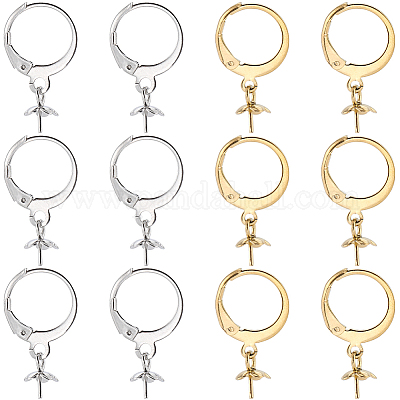 60 шт. 2-х цветная фурнитура для сережек из нержавеющей стали 304 STAS-SC0006-48-1