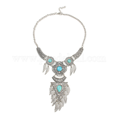 Колье-нагрудник из сплава в богемном стиле NJEW-H021-01AS-1