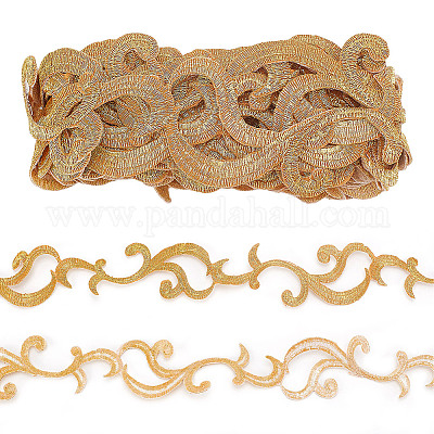 Лента в этническом стиле с утюгом/пришивкой из полиэстера с металлизированной вышивкой и цветочной лентой SRIB-WH0011-204B-1