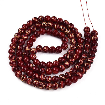 Выпечка окрашенные стеклянные бусины пряди DGLA-N010-8mm-07-1