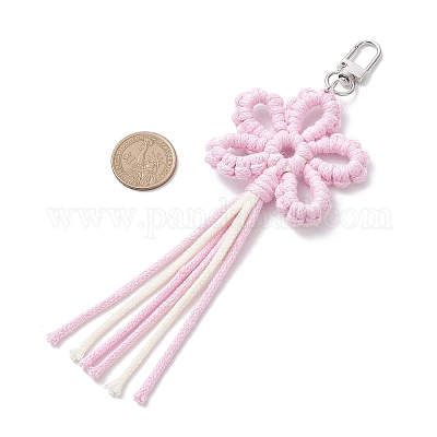 Подвески из хлопковых ниток с цветами HJEW-TA00399-03-1