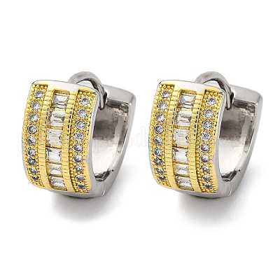 Латунные серьги-кольца из прозрачного кубического циркония EJEW-H158-18B-GP-1