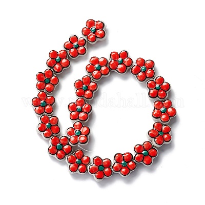 Ручной работы фарфора цветок бисер пряди PORC-F003-01E-1