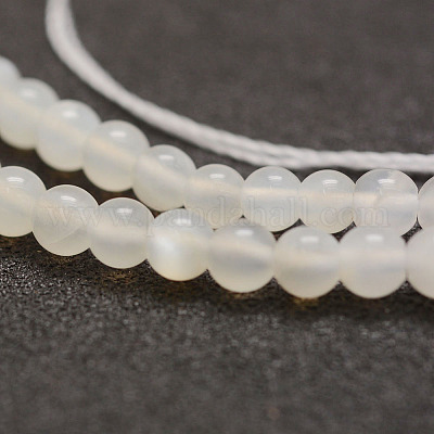 Натуральные белые нити из лунного камня G-G970-37-4mm-1