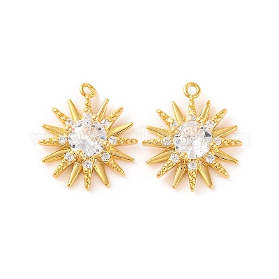 Латунные микропаве прозрачные подвески с фианитом KK-U017-10E-G-1