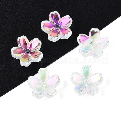 Прозрачные гальванические стеклянные колпачки для бусин EGLA-N015-01A-1