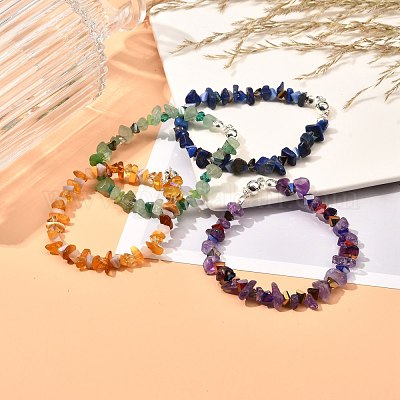 Браслет из бисера из стекла и натурального камня для девочек и женщин BJEW-JB06874-1