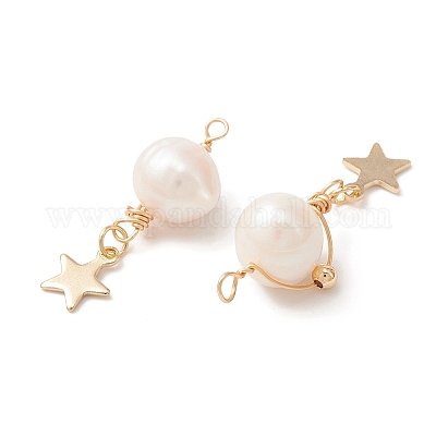 Подвески из медной проволоки с натуральным культивированным пресноводным жемчугом PALLOY-YW0001-40-1