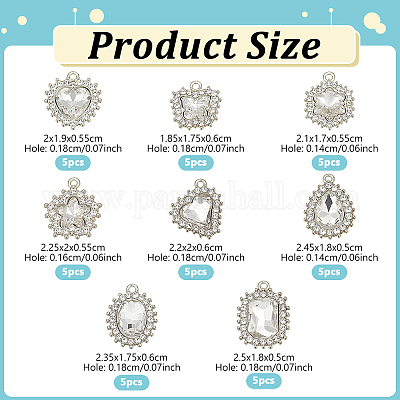 40шт 8 стиля подвески из сплава со стразами ALRI-NB0001-19P-1