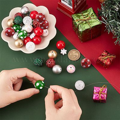 50 шт. 10 стильных акриловых бусин на рождественскую тематику SACR-SC0001-22-1