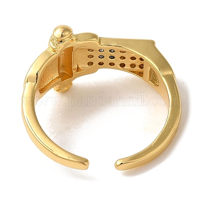 Манжеты из латуни с микро паве кубический цирконий для женщин RJEW-G325-09GP-1