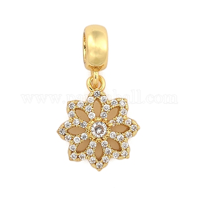 Латунные микропаве прозрачные кубические цирконии цветы европейские подвески шармы KK-Z110-01G-1