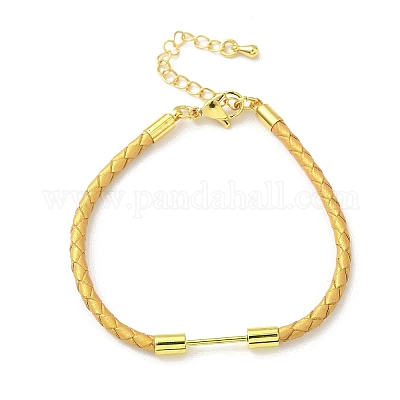 Изготовление браслета из плетеного круглого шнура из искусственной кожи толщиной 3 мм MAK-S075-01G-P-1