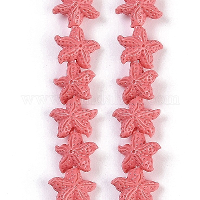 Нити резных бусин синтетического коралла CORA-K009-06A-08-1