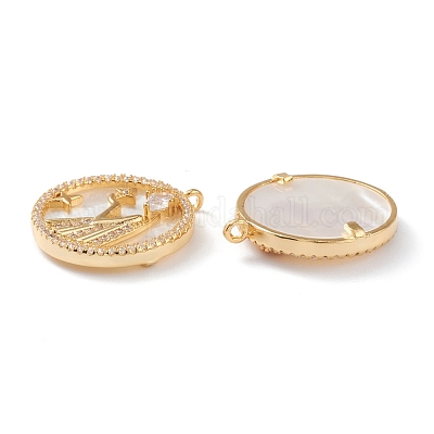 Настоящие позолоченные кулоны из латуни с микропаве ZIRC-J039-14G-L-1