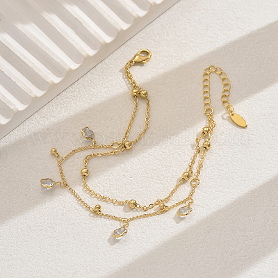 Милые и симпатичные женские браслеты на ногу с подвеской в виде звезды из прозрачного стекла и латуни IN3694-1