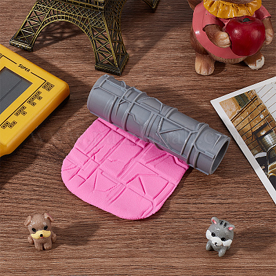 Пластиковая ручка валик для нанесения текстуры на глину DIY-WH0699-88B-1